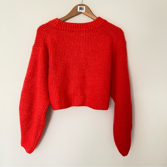 UO Red Sydney Crewneck Cropped Sweater - Picture 7 of 9